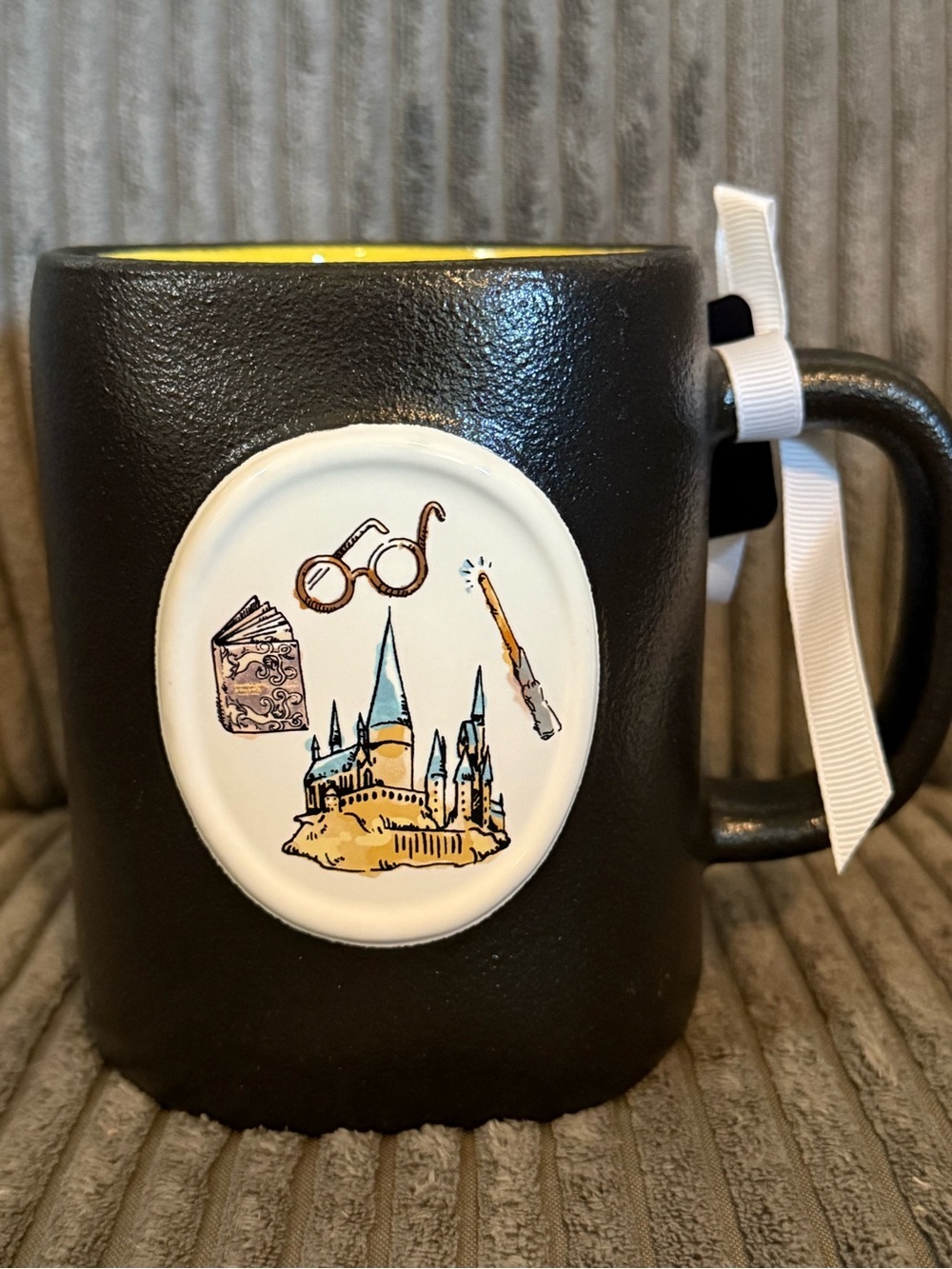 Rae Dunn x Harry Potter Black Double-sided Mug ‘studying at Hogwarts’ NWT